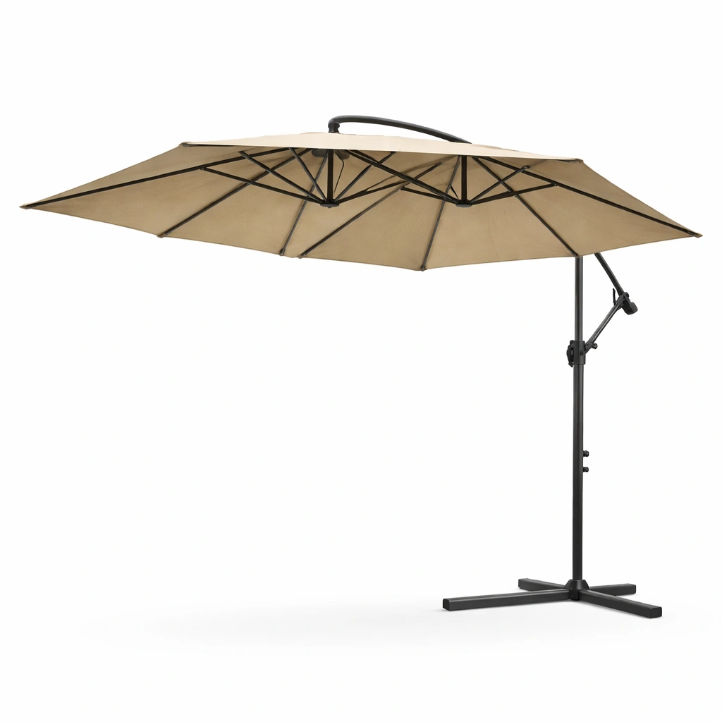 Sombrilla lateral de jardin con brazo ajustable y base estable-cozanoe